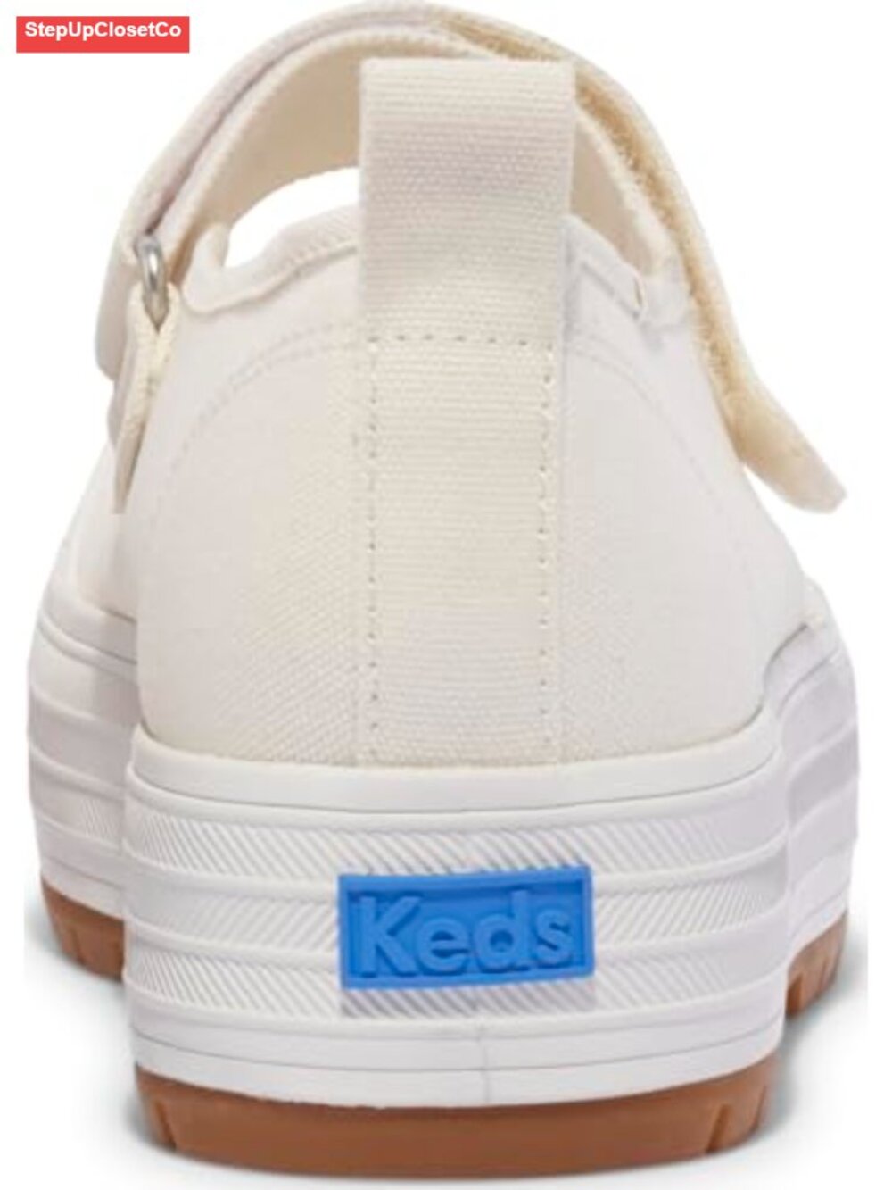 Platform Mary Jane Sneakers Hook-and-Loop Closure Canvas Upper Cushioned Sole - Picture 3 of 6